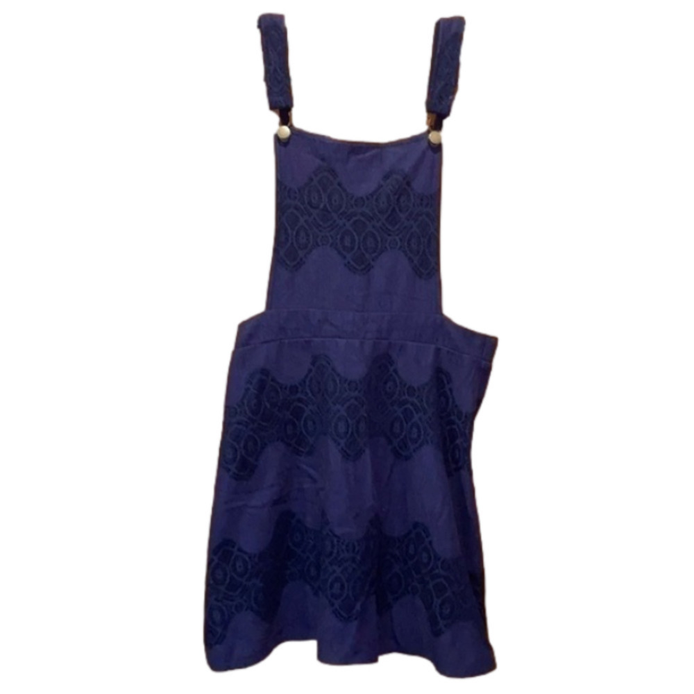 Navy Blue Lace Overall Mini Dress